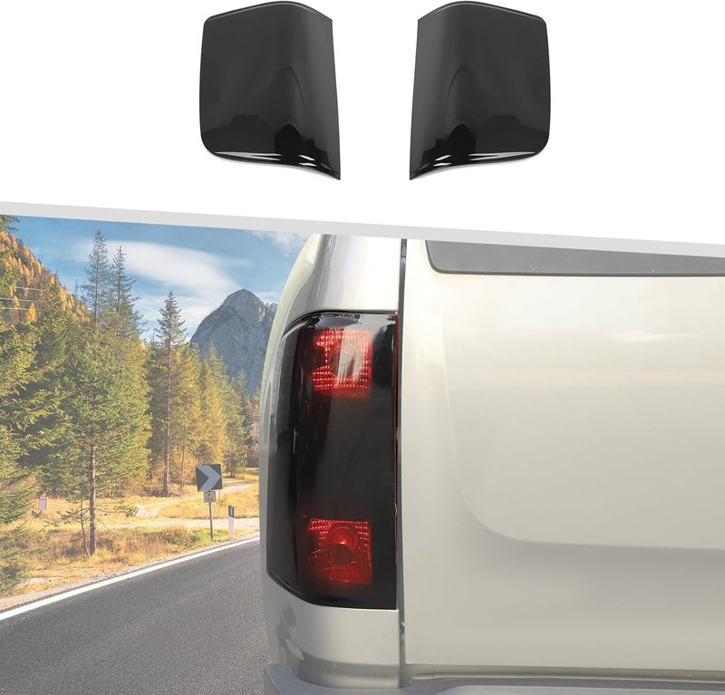 Jimen Fit for Chevrolet Silverado/GMC Sierra 2007-2013, 2PCS Smoked Taillight Cover Tint Rear Tail Light Bezel Trim - Image 1